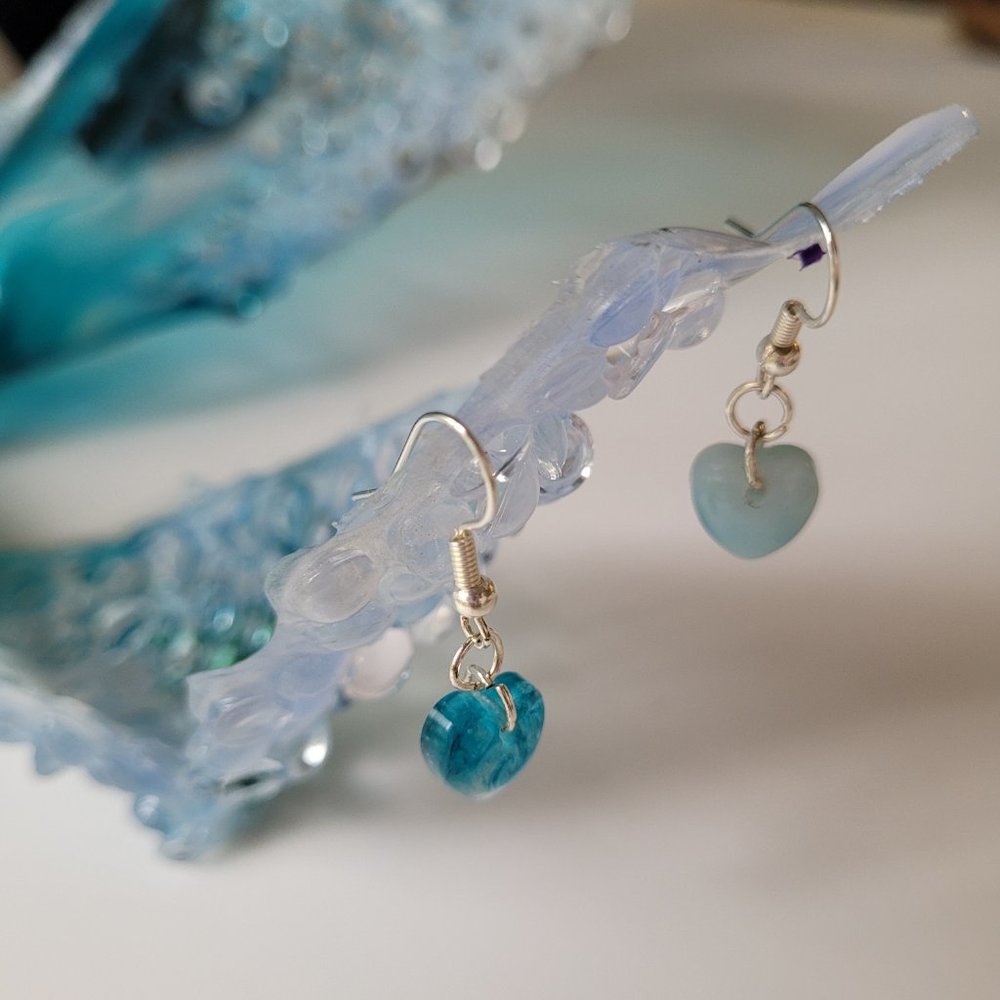 Heart shaped Earrings jewelry Handmade from resin